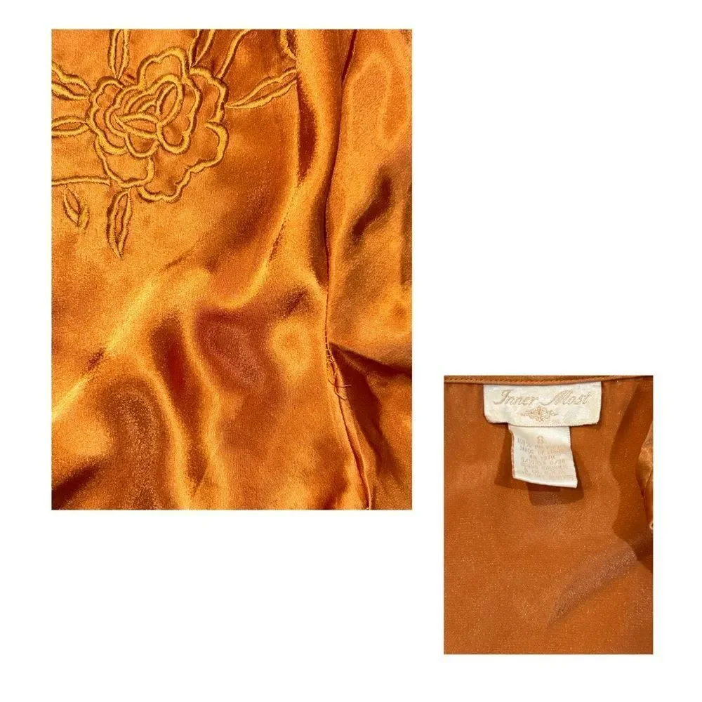 Inner Most VINTAGE Embroidered‎ Gold Tone Nightgown - Size S